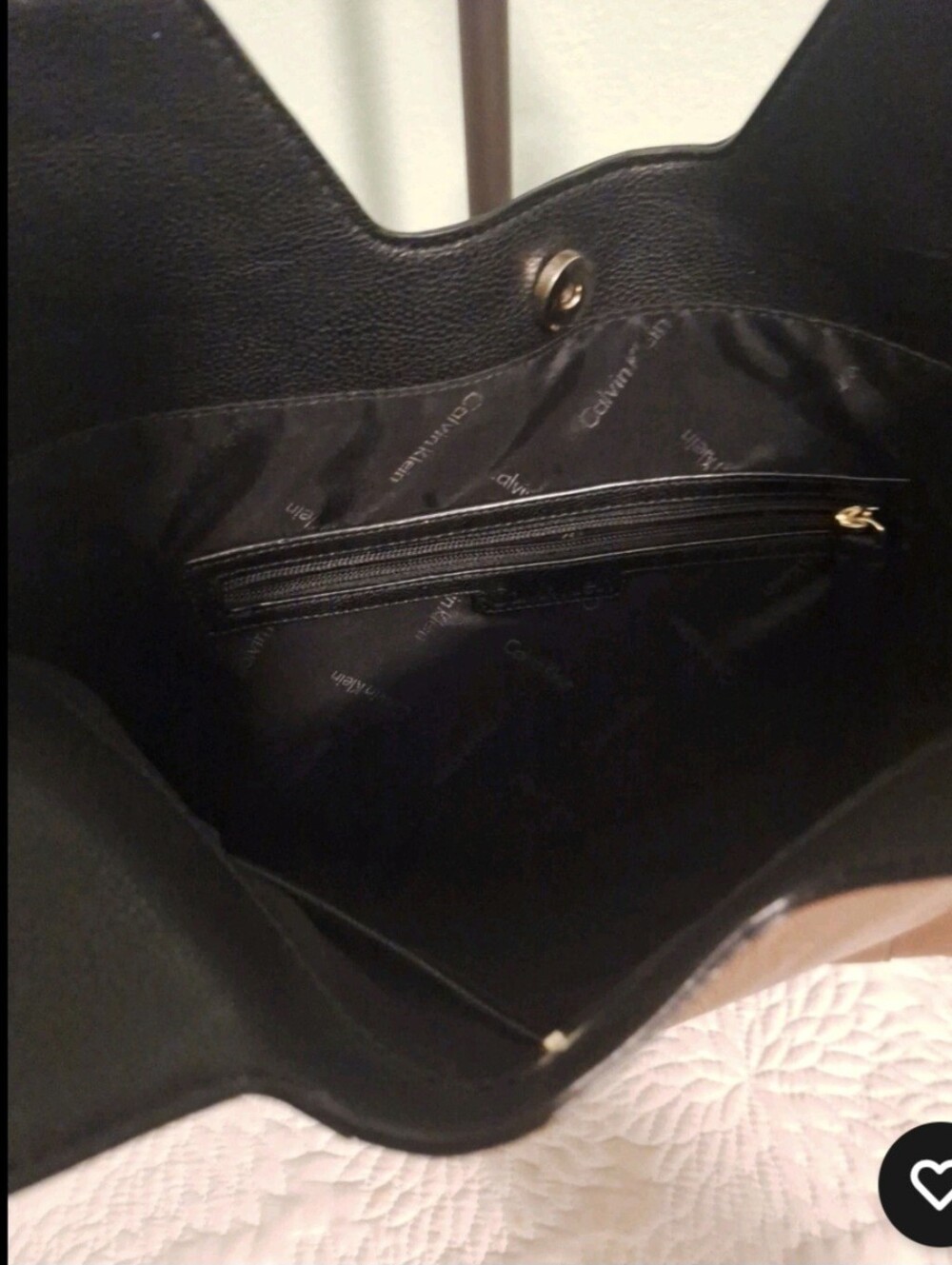 Calvin Klein Cognac Brown Leather Tote with Gold Hardware - Picture 4 of 5